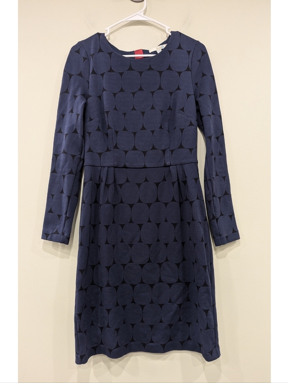 Boden Ponte Navy Geo Print Pocket Cotton Dress Size 8 Regular